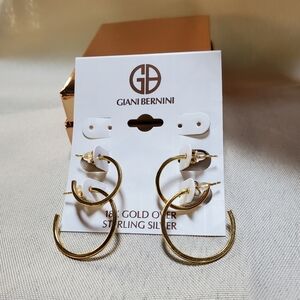 Giani Bernini 18K gold over sterling silver earings. 2 Pair For One Price.